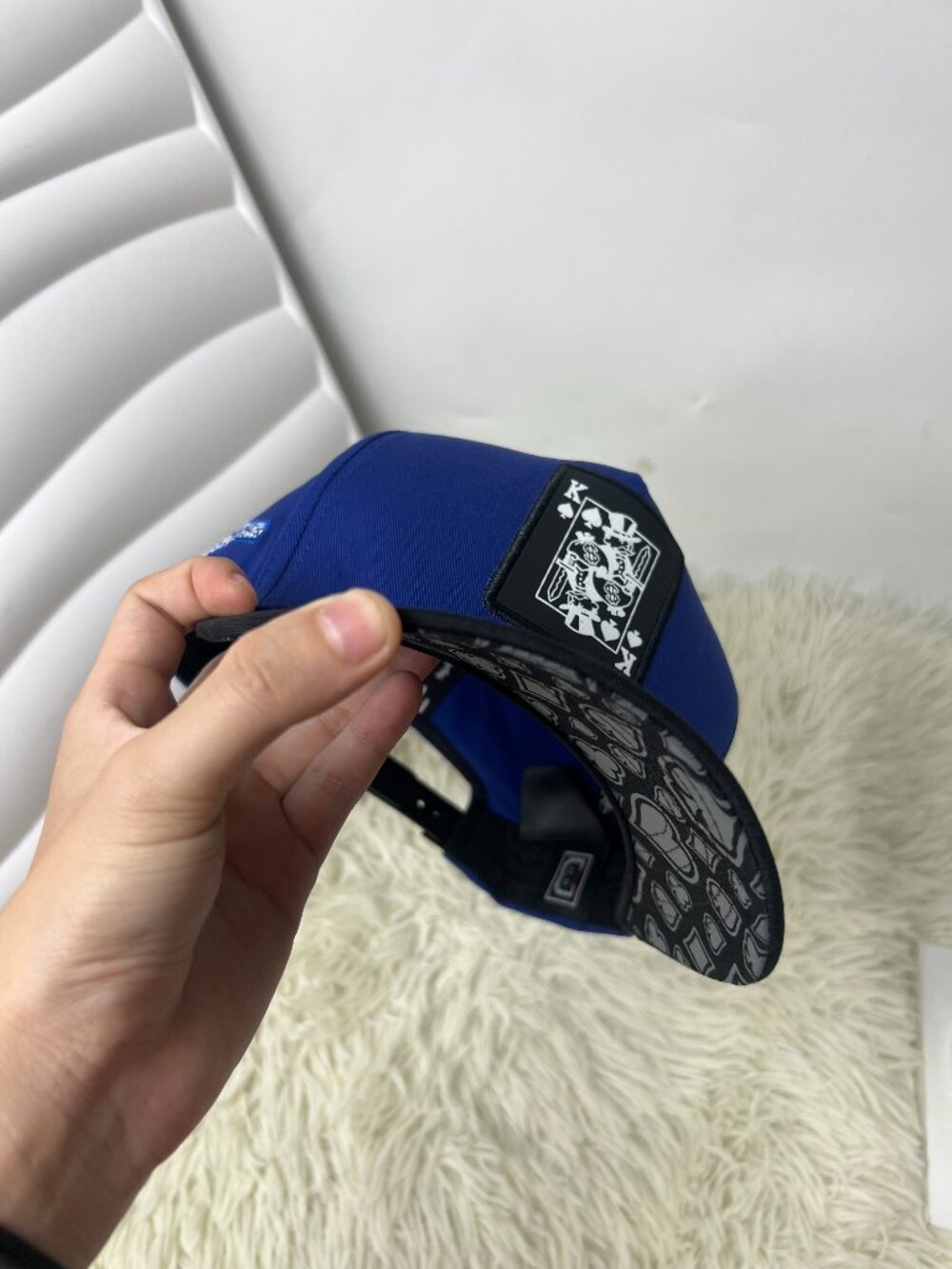 Blue Black Poker King Graphic Snapback Hat Card Design Adjustable Baseball Ca